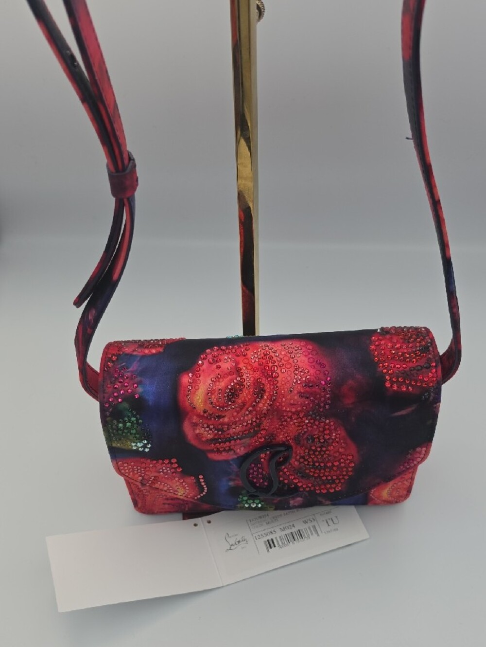 Christian Louboutin Loubi54 Crepe Satin Roses Small Crossbody (NWT)COA💙🌹💙 - Picture 5 of 16